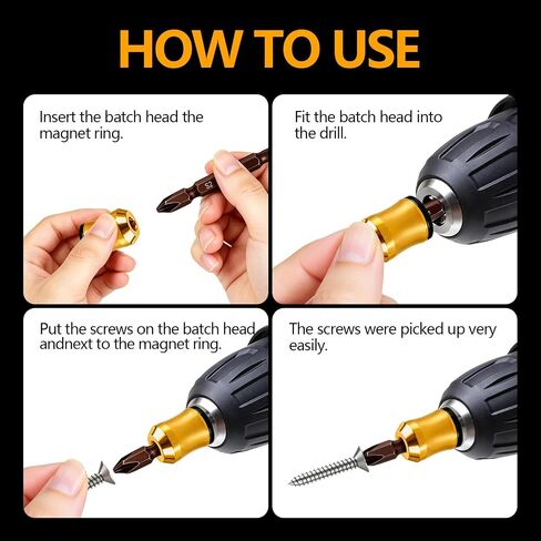 3PCS Magnetic Drill Bit Holder, 1/4 Inch Magnetic Screw Ring for DIY Repair | Magnetic Bit Holder, Removable Bit Magnetizer Ring for Hex Screwdrivers | Alloy Screw Holder for DIY Repair in Kuwait
