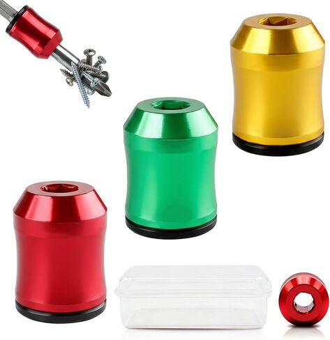3PCS Magnetic Screw Ring, 1/4 Inch 6.35mm Universal Hex Strong Screwdriver Head Magnetic Holder, Removable Anti-Slip Alloy Tool Set for Mechanics Carpenters Household Repairs include Storage Box in Kuwait