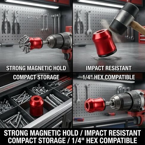 3PCS Magnetic Screw Ring, 1/4 Inch 6.35mm Universal Hex Strong Screwdriver Head Magnetic Holder, Removable Anti-Slip Alloy Tool Set for Mechanics Carpenters Household Repairs include Storage Box in Kuwait
