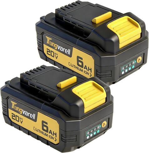 6.0Ah True Capacity Replacement Battery for Dewalt 20V Max Tools | Automotive-Grade Cells, V0 Fireproof Shell, Longer Runtime & Heavy-Duty Power (2-Pack) in Kuwait