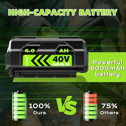 6.0Ah Battery Replace for Ryobi 40V Battery Compatible with Ryobi 40 Volt OP4026A OP4015 OP4040 OP40201 OP4050A OP40261 OP4030 OP4060 Power Tools in Saudi Arabia