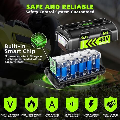 6.0Ah Battery Replace for Ryobi 40V Battery Compatible with Ryobi 40 Volt OP4026A OP4015 OP4040 OP40201 OP4050A OP40261 OP4030 OP4060 Power Tools in Saudi Arabia