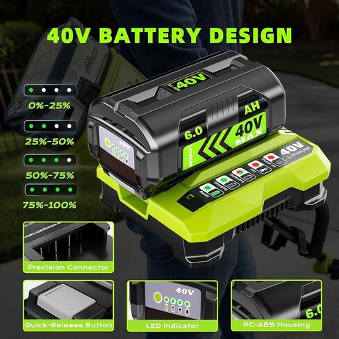 6.0Ah Battery Replace for Ryobi 40V Battery Compatible with Ryobi 40 Volt OP4026A OP4015 OP4040 OP40201 OP4050A OP40261 OP4030 OP4060 Power Tools in Saudi Arabia