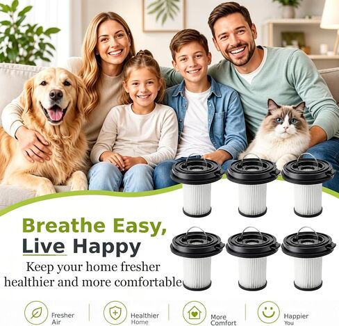 6 Pack Replacement Filter for Bissell Cleanview XR 200W, Cleanview XR Pet 300W, Powerlifter Turbo Cordless Stick Vacuum 3789U 3789X 3789 3797V 3797W 3797, Replace #1638010 in Kuwait