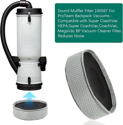 Sound Muffler Filter 100597 for ProTeam Backpack Vacuum Parts,Round Muffler Vacuum Filter Replacement Compatible with Super CoachVac HEPA, Super CoachVac, or MegaVac in Saudi Arabia