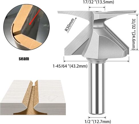 Arc Bending Integrated Router Bit, 1/2Inch Shank Woodworking Router Bit,Cabinet Door Making Router Bit for Woodworking Milling Cutter, Tongue and Groove Router Bit Carbide Tip VBit in Kuwait