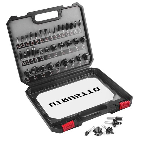 Router Bits 1/4 Inch Shank 35 Pieces, Tungsten Carbide 1/4" Router Bit Set with Plastic Box, for Professional and Beginners Carpenter in Kuwait