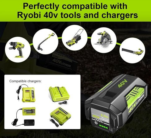 40V Lithium-Ion 6.0Ah Battery and Charger Replacement for Ryobi 40V Battery and Charger in Saudi Arabia