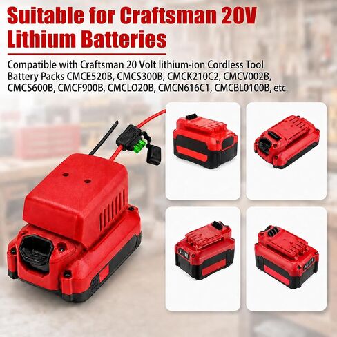 Battery Adapter Compatible with Craftsman 20V MAX Batteries, Power Connector with Fuse Holder & Switch, DIY Power Dock for Ride-On Toys, Robotics, RC Cars & DIY Projects in Kuwait