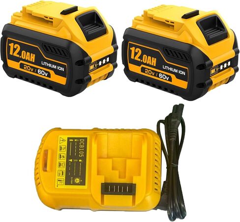 2 Packs 12Ah DCB612 Battery Replacement for Dewalt 20V/60V Flexvolt Battery | Compatible with Dewalt 20/60 Volt Max Batteries Lithium ion DCB612 DCB609 DCB606 DCB208 DCB207 DCB206 DCB204 DCB203 DCB202 in Kuwait