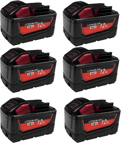12.0Ah Replacement for Milwaukee M18 Battery 2PACK | Compatible with Milwaukee 18 Volt Batteries 48-11-1862 48-11-1852 48-11-1880 Cordless Power Tools in Kuwait
