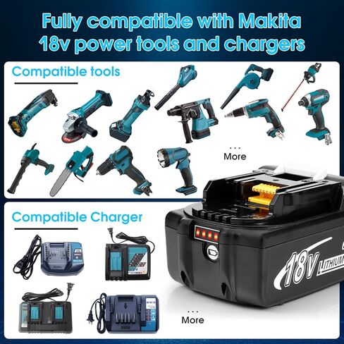 6.0Ah Replacement Battery for Makita 18V Tools – Long Runtime, Ideal for Contractors & Heavy-Duty Job Sites, Compatible with BL1860B/1850B/1840B/1830B/1820B/1815B (6.0 2 Pack) in Kuwait