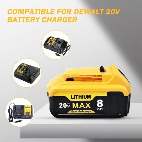 6-Pack 8000mAh Replacement for Dewalt 20V Max Battery High Capacity Battery Compatible with Dewalt DCB200 DCB201 DCB203 DCB205 DCB206 Works with 20V Power Tools & Chargers in Saudi Arabia