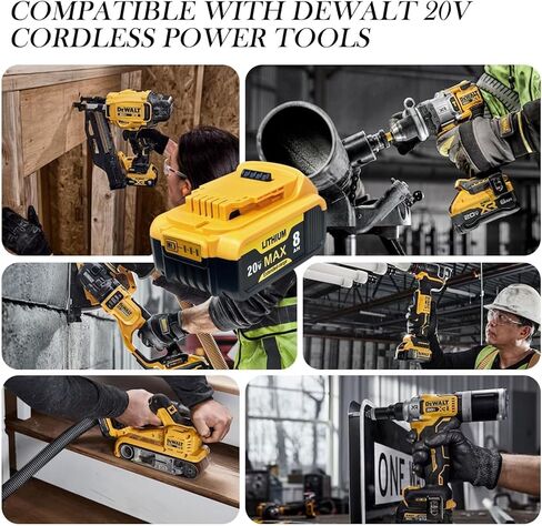 6-Pack 8000mAh Replacement for Dewalt 20V Max Battery High Capacity Battery Compatible with Dewalt DCB200 DCB201 DCB203 DCB205 DCB206 Works with 20V Power Tools & Chargers in Saudi Arabia