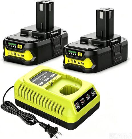 2Pack 5.0A18Volt P105 Replacement for Ryobi 18V Battery and Charger Combo, for 18 Volt ONE Plus P103 P104 P107 P109 P190 P191 P122 for Ryobi 18v Lithium Battery in Kuwait