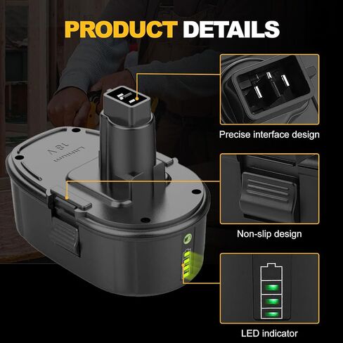 2 Pack Upgraded 8000mAh dc9096 dc9098 Replacement for dewalt 18v Battery DC9096 DC9098 DE9039 DE9095 DE9096 DE9098 DW9095 DW9096 DW9098 Compatible with DeWalt 18V XRP NiCd Tools in Kuwait