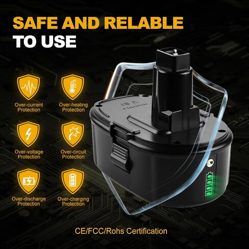 2 Pack Upgraded 8000mAh dc9096 dc9098 Replacement for dewalt 18v Battery DC9096 DC9098 DE9039 DE9095 DE9096 DE9098 DW9095 DW9096 DW9098 Compatible with DeWalt 18V XRP NiCd Tools in Kuwait