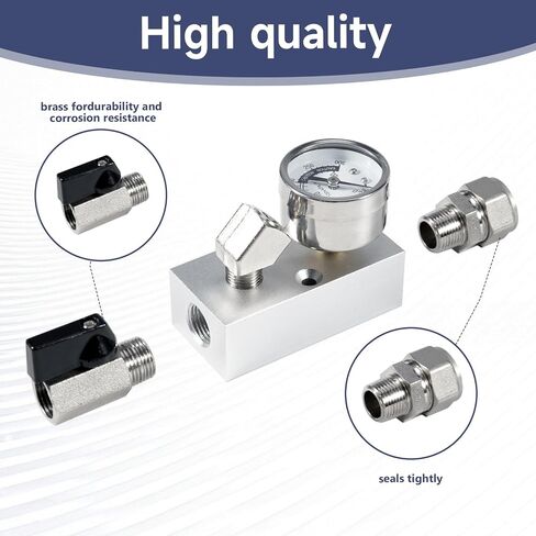 1/2 Air Outlet Kit with Pressure Gauge 1/2 Inch Shop Air Line Kit Equipped with Straight Air Piping Fittings and Ball Valve in Kuwait