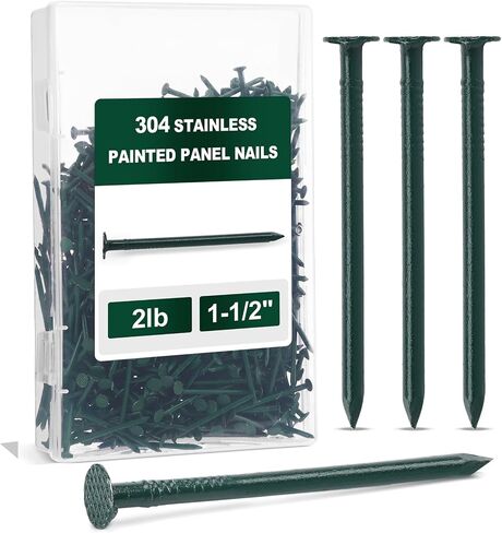 2lb Boxes 1-1/4" Green Painted Siding Nails, Smooth Shank 304 Stainless Steel Fascia Cover and Panel Vinyl Siding Nails, About 1200 Pcs for Exterior and Industrial Supplies in Kuwait