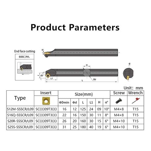 Indexable Lathe Carbide Insert 1PCS S16Q-SSSCR09 Screw Type Internal Turning Tool Lathe Bar Cutting Cutter in Saudi Arabia
