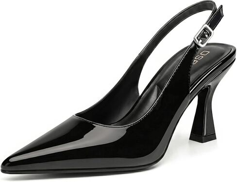 Womens Slingback Kitten Heels 2.95Inch Pointy Toe Pumps Closed Toe Heels | Comfortable Padded Dressy Closed Toe Heels with Adjustable Strap for Wedding, Office,Bride,and Party in Kuwait