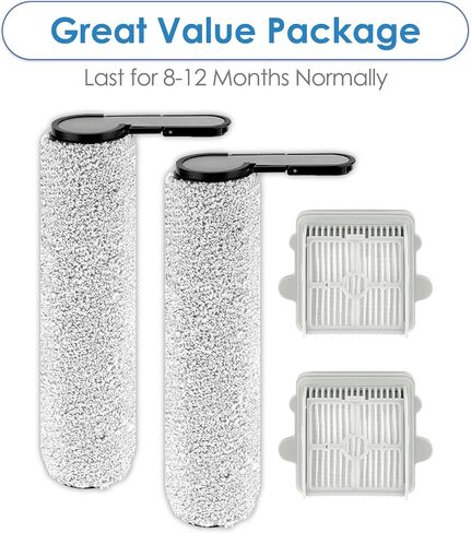 (4 Pack) F25 GT Replacement Roller Brush and HEPA Filter for Roborock F25 GT/ F25 LT/ F25 RT/ F25 ACE/ F25 ALT/ F25 ACE Combo/ F25 Combo Wet Dry Vacuum Cleaner, 2 Roller Brushes, 2 HEPA Filters in Kuwait