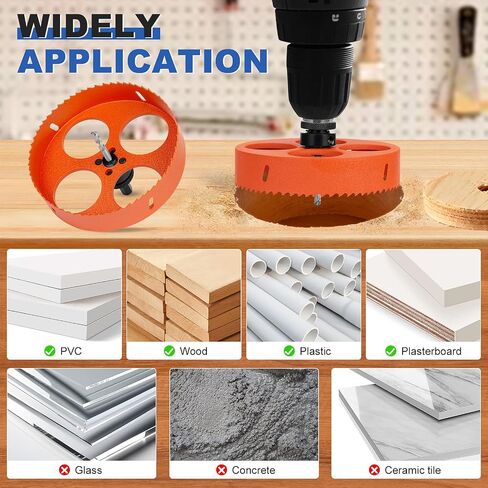 ELECFUN 6 Inch - 152mm Hole Saw Cutter with Pilot Drill Bit | HSS Bi-Metal, for PVC Wood Plastic Drywall Metal, Cutting tool, Quick Chip Removal in Kuwait