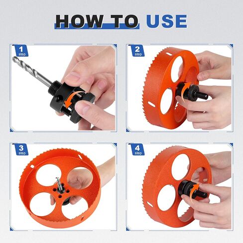 ELECFUN 6 Inch - 152mm Hole Saw Cutter with Pilot Drill Bit | HSS Bi-Metal, for PVC Wood Plastic Drywall Metal, Cutting tool, Quick Chip Removal in Kuwait