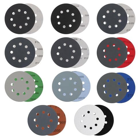 100Pcs 5" 8 Hole Sanding Discs Hook and Loop with Interface Pad | 400/600/800/1000/1500/2000/3000/5000/7000/10000 Grit Wet Dry Sandpaper for Wood Metal Polishing Random Orbital Sander in Kuwait