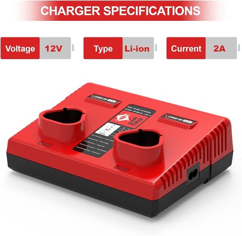 Dual Port 12V Charger Replacement for 12Volt Battery Charger 48-59-2401 Compatible with Lithium Battery 48-11-2401 48-11-2420 48-11-2440 48-11-2460 48-11-2412 48-11-2411 48-11-2402 in Kuwait