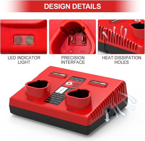 Dual Port 12V Charger Replacement for 12Volt Battery Charger 48-59-2401 Compatible with Lithium Battery 48-11-2401 48-11-2420 48-11-2440 48-11-2460 48-11-2412 48-11-2411 48-11-2402 in Kuwait