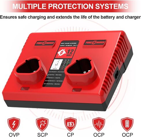 Dual Port 12V Charger Replacement for 12Volt Battery Charger 48-59-2401 Compatible with Lithium Battery 48-11-2401 48-11-2420 48-11-2440 48-11-2460 48-11-2412 48-11-2411 48-11-2402 in Kuwait