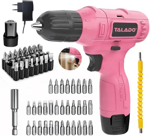 Cordless Drill Set, 12V Power Drill Set with 2000mAh Battery and Charger, 33Pcs Electric Driver Drill Bits, 3/8'' Keyless Chuck, 180 inch-lbs, with LED Electric Drill Set (Yellow) in Kuwait