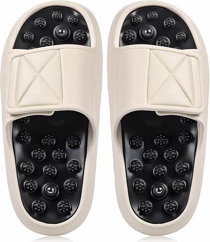 Glitopper Magnetic Acupressure Slippers Massage Slippers Acupressure Foot Shoes Reflexology Sandals Gift for Men Women Reduce Feet Neuropathy Pain Relief(Us Women 8.5-9.5/ Men 6.5-7.5,White) in Kuwait