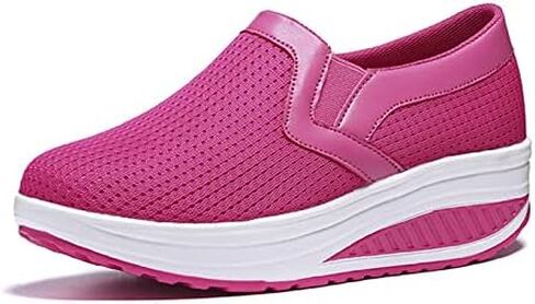 Women Platform Loafers Slip On Lightweight Mesh Sneakers Female Thick Rocking Bottom Walking Shoes in Kuwait