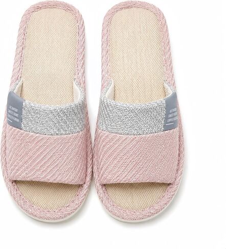 Japanese Style Linen House Slippers For Women Men Open Toe Breathable Lightweight Indoor Home Shoes Anti Skid Sole Soft Comfy Easy Wear Guest Bedroom Living Room Casual Cozy Comfortable Minimalist in Kuwait