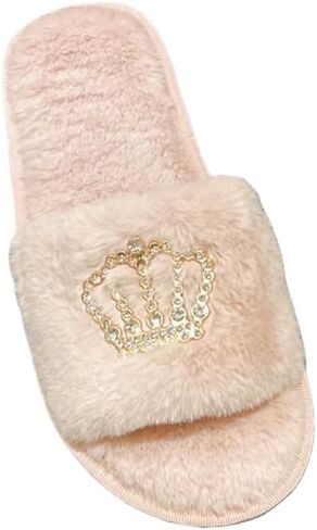 Women's plush slippers with exquisite decorations - Soft, comfortable and slip-resistant, with rubber soles, suitable for daily use at home in Kuwait