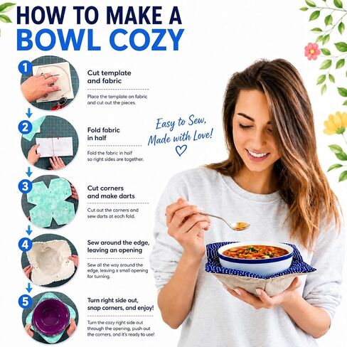 Bowl Cozy Template 3 Sizes, Bowl Cozy Pattern Template, Bowl Cozy Template Cutting Ruler Set with 40 Pcs of Sewing Pin, Roller Cutter and Manual Instruction in Saudi Arabia