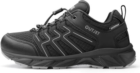 Women's Waterproof Hiking Shoes Quick Laces Lightweight Comfortable Breathable Non-Slip Trails Outdoor Sneakers Black in Kuwait