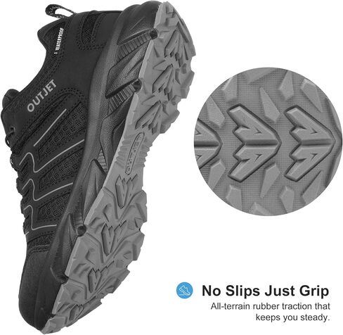 Women's Waterproof Hiking Shoes Quick Laces Lightweight Comfortable Breathable Non-Slip Trails Outdoor Sneakers Black in Kuwait