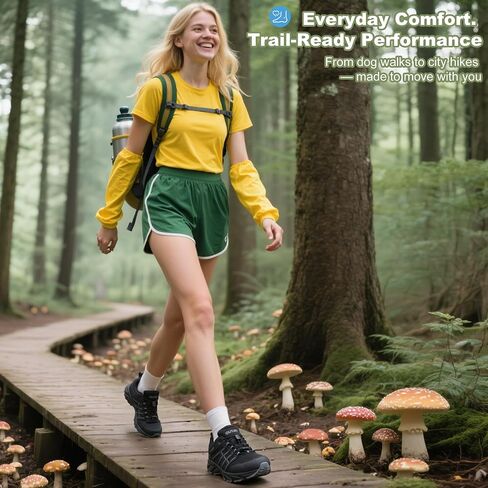 Women's Waterproof Hiking Shoes Quick Laces Lightweight Comfortable Breathable Non-Slip Trails Outdoor Sneakers Black in Kuwait