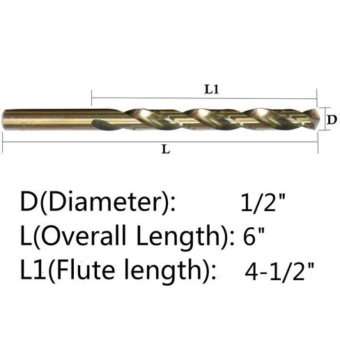10PCS, 1/2", Cobalt Twist Drill Bits in Kuwait