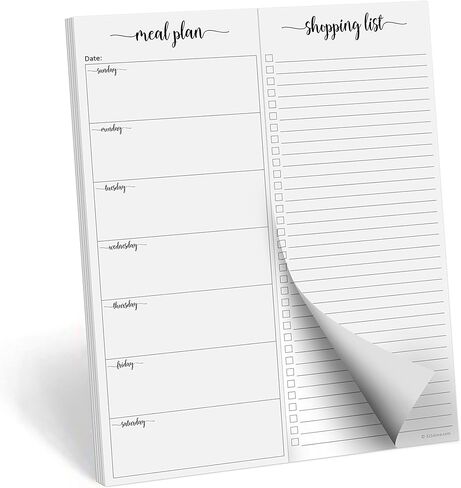 321Done Meal Planning Notepad - 50 Sheets (5.5x 8.5) - Perforated Weekly Meals Planner Shopping List Menu Groceries Grocery List, Tear Off Memo Pad - Made in USA - Simple Script in Saudi Arabia