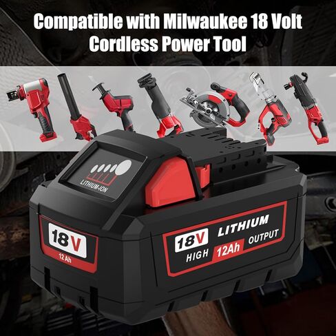 2 Packs 12000mAh Replacement for Milwaukee 18V Battery 48-11-1880 | Compatible with Milwaukee 18 Volt Batteries 12.0Ah High Output 48-11-1865 48-11-1862 48-11-1852 48-11-1850(Red) in Saudi Arabia
