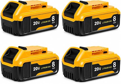 4 Packs 8.0Ah Battery Replacement for Dewalt 20V Max Battery, Compatible with DCB206 DCB200 DCB201 DCB204 in Kuwait