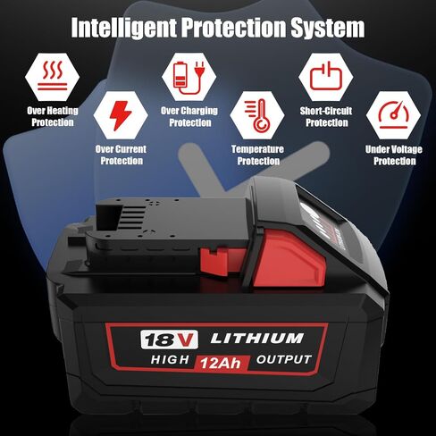 2 Packs 12000mAh Replacement for Milwaukee 18V Battery 48-11-1880 | Compatible with Milwaukee 18 Volt Batteries 12.0Ah High Output 48-11-1865 48-11-1862 48-11-1852 48-11-1850(Red) in Saudi Arabia