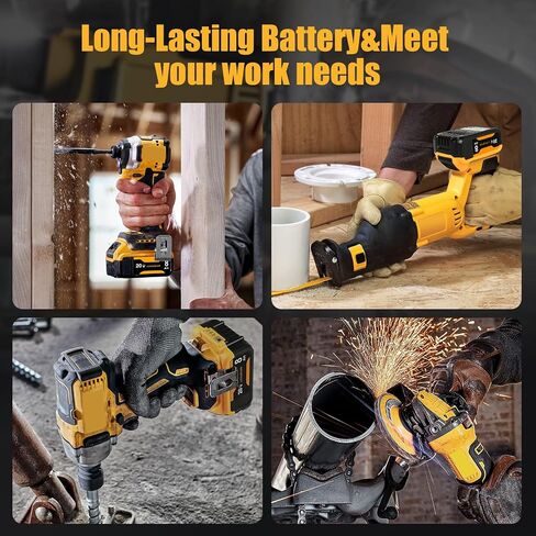4 Packs 8.0Ah Battery Replacement for Dewalt 20V Max Battery, Compatible with DCB206 DCB200 DCB201 DCB204 in Kuwait