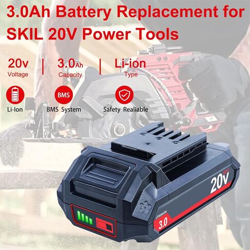 DTK Replacement for Skil 20V Battery 3000mAh Lithium-Ion Batteries 2 Packs in Kuwait