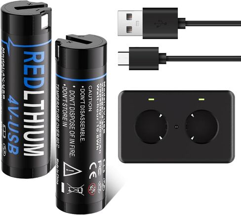 Replacement for MK Red Lithium USB 3.0 Battery, 2 Pack 4V USB Battery and Charger Kit, 3000mAh Lithium-Ion Rechargeable, Compatible with 2114-21, 2163-21, 2112-21, 2128-21 in Kuwait