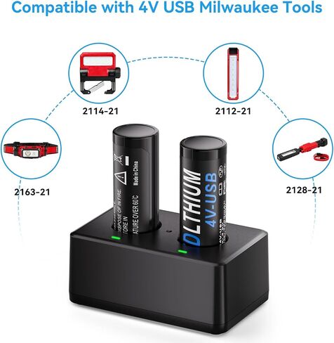 Replacement for MK Red Lithium USB 3.0 Battery, 2 Pack 4V USB Battery and Charger Kit, 3000mAh Lithium-Ion Rechargeable, Compatible with 2114-21, 2163-21, 2112-21, 2128-21 in Kuwait